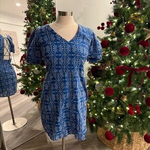 Mango Blue and White Mini Dress